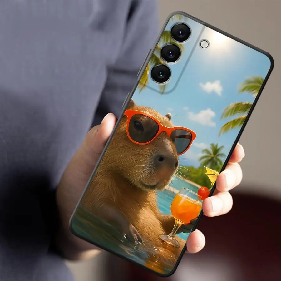 Фото Чехол для телефона Samsung Galaxy A57 A24 A73 A51 A55 A25 A26 A23 A53 A37 A22 A32 A72 A52 A36 A35 A71 с изображением капибары для отпуска №4