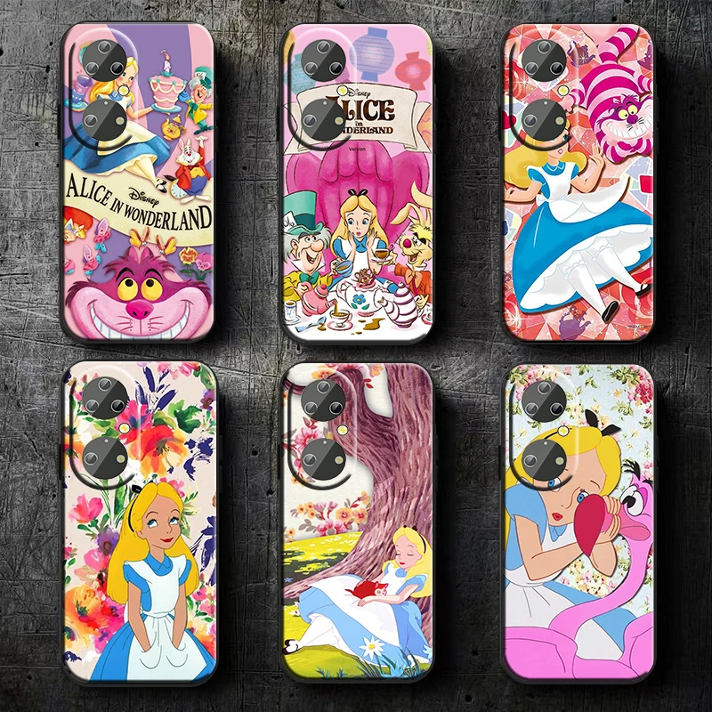 

Disney Alice in Wonderland For Huawei P50 P40 P30 P20 Lite 5G Nova Plus 9 SE Pro 5T Y9S Y9 Prime Y6 Balck TPU Phone Case
