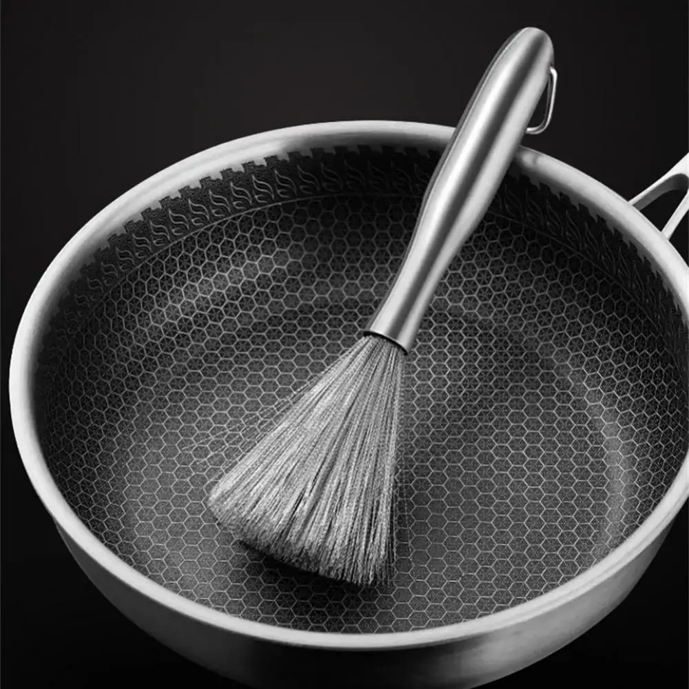 

22.5×6cm Fine Steel Wire Pot Brush Decontamination Brush Pot Artifact Portable Durable Long Handle Brush Kitchen Accessories