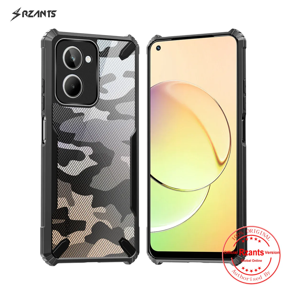 

Rzants For OPPO Realme 10 4G 10 Pro 5G Case Hard [Camouflage Bull] Shockproof Slim Crystal Clear Cover Funda Thin Casing