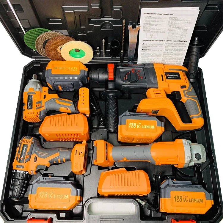 

Power Tool Set 4pcs Cordless Drive Drill Battery Cordless Percussion Drill Combination Kit