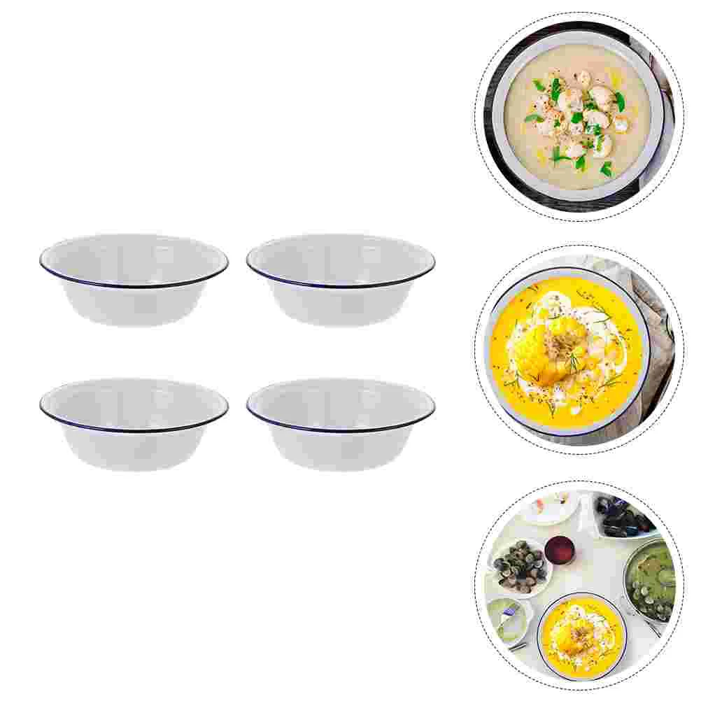

Bowl Enamel Bowls Soup Basin Serving Enamelware Mixing Salad Vintage Cereal Round Metal Tray Fruit Wash Simple Pot Camping