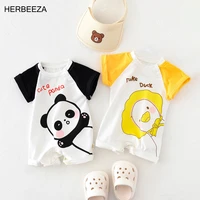 cartoon baby clothes newborn boy jumpsuit panda print baby rompers short sleeve overalls toddler clothing infant bodysuit