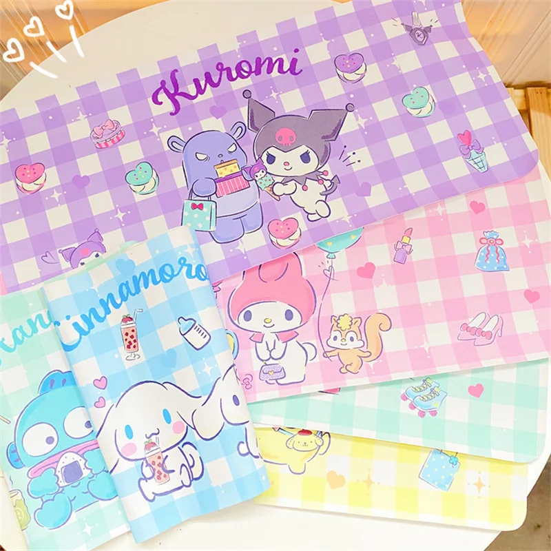 

Cute Sanrioe Plaid Mouse Pad Kuromi Melody Desktop Oil-proof Non-slip Desk Mat Kawaii PC Gaming Accessories Students Writing Pad