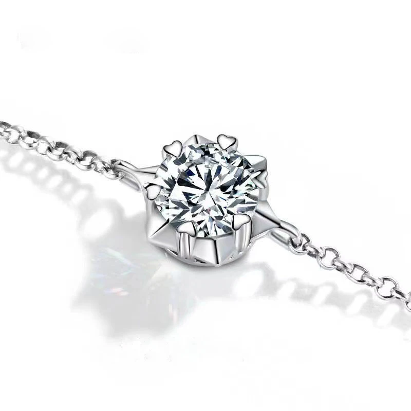 

2022 Fashion Sterling Silver S925 1.0 Carat Snowflake Moissanite Classic Jewelry Ladies Beautiful Bracelet Best Gift