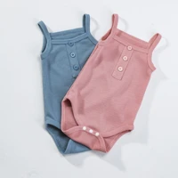 2022 babany bebe newborn baby girl waffle suspenders romper newborn cotton boys girls infant pink blue clothes