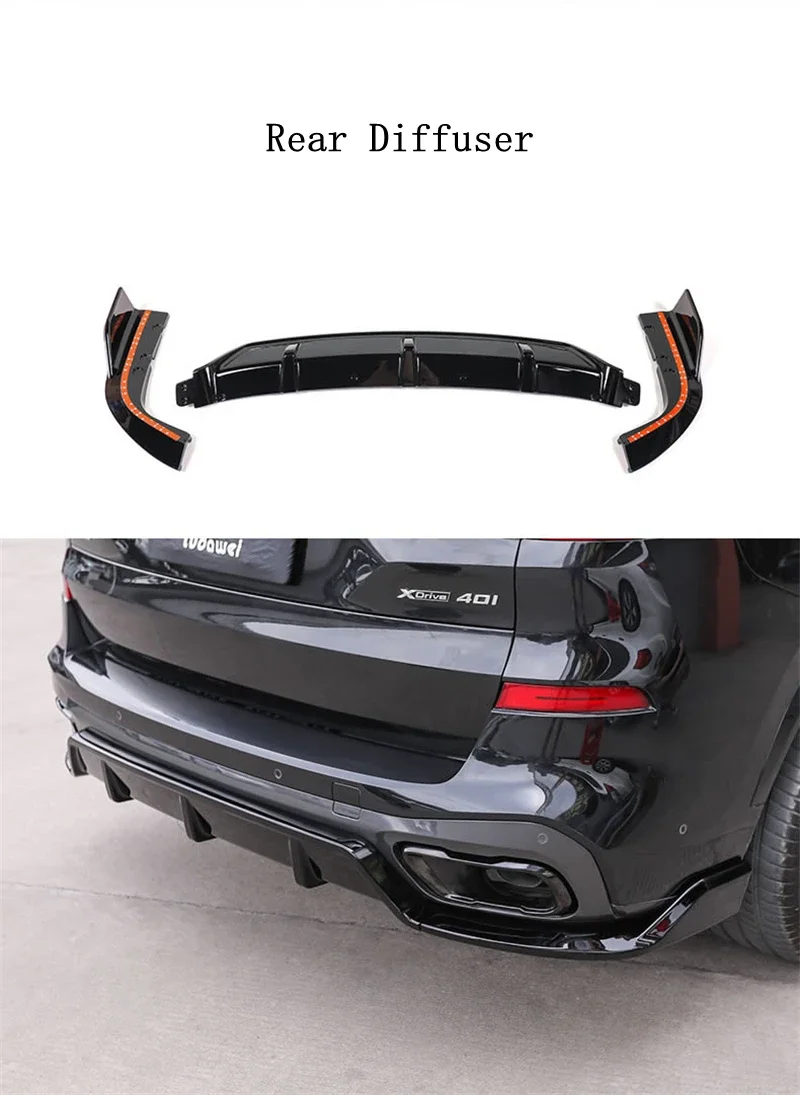 For BMW X5 G05 X5M 2019-2023 High Quality ABS Black Front Lip Rear Diffuser Body Side Skirt Kit Spoiler Grill Rearview