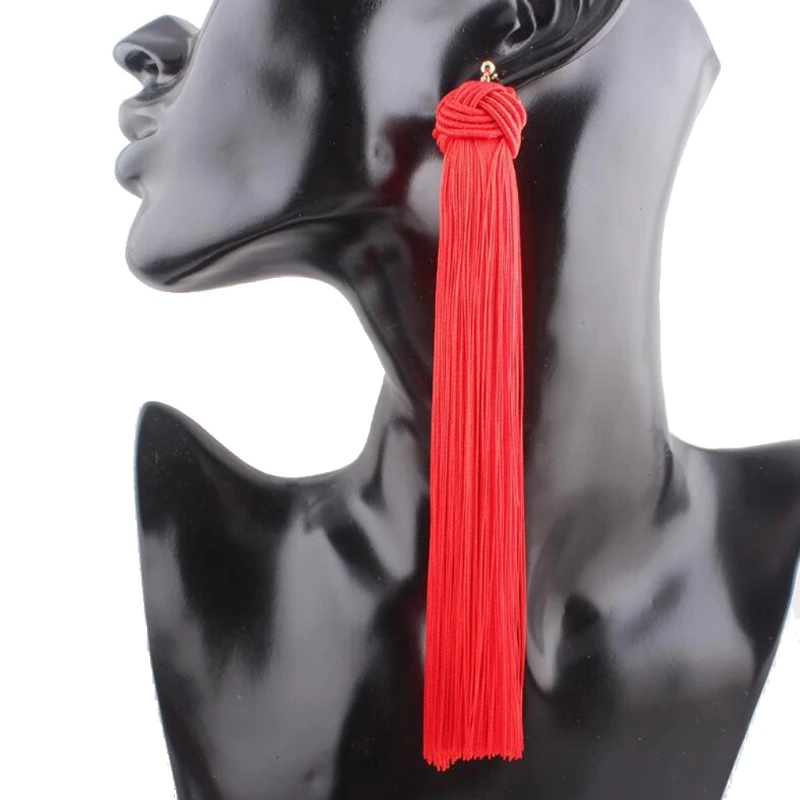 

Bohemian Knotted Super Long Tassel Earrings Women Balls Beaded Fringe Jewelry 264E