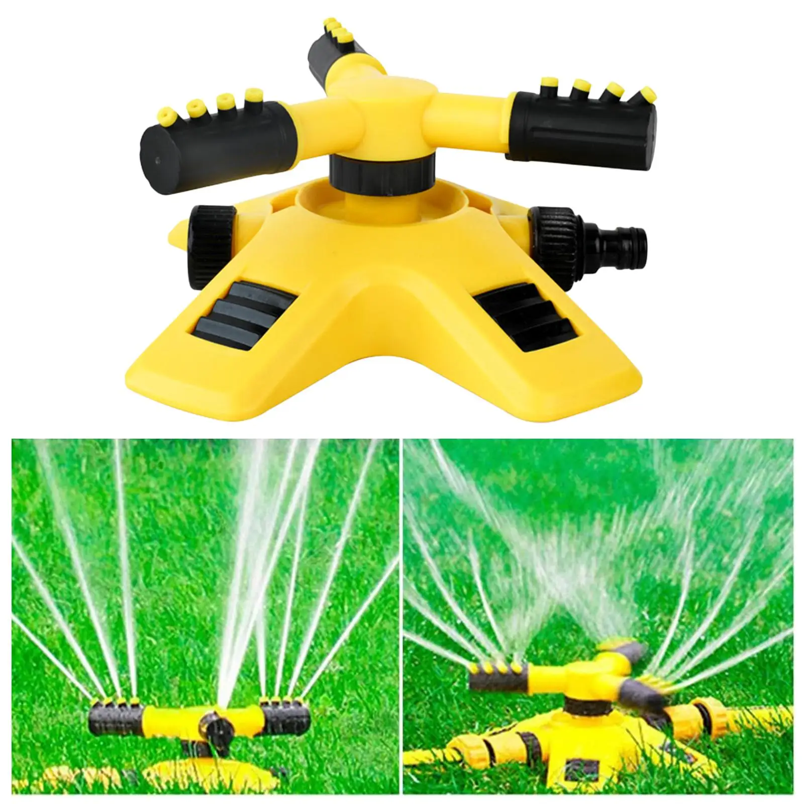 

360° Rotating Lawn Sprinkler 3 Arms Garden Yard Plants Grass Greenhouse Flowerbed Fields Gardening Vegetables Watering