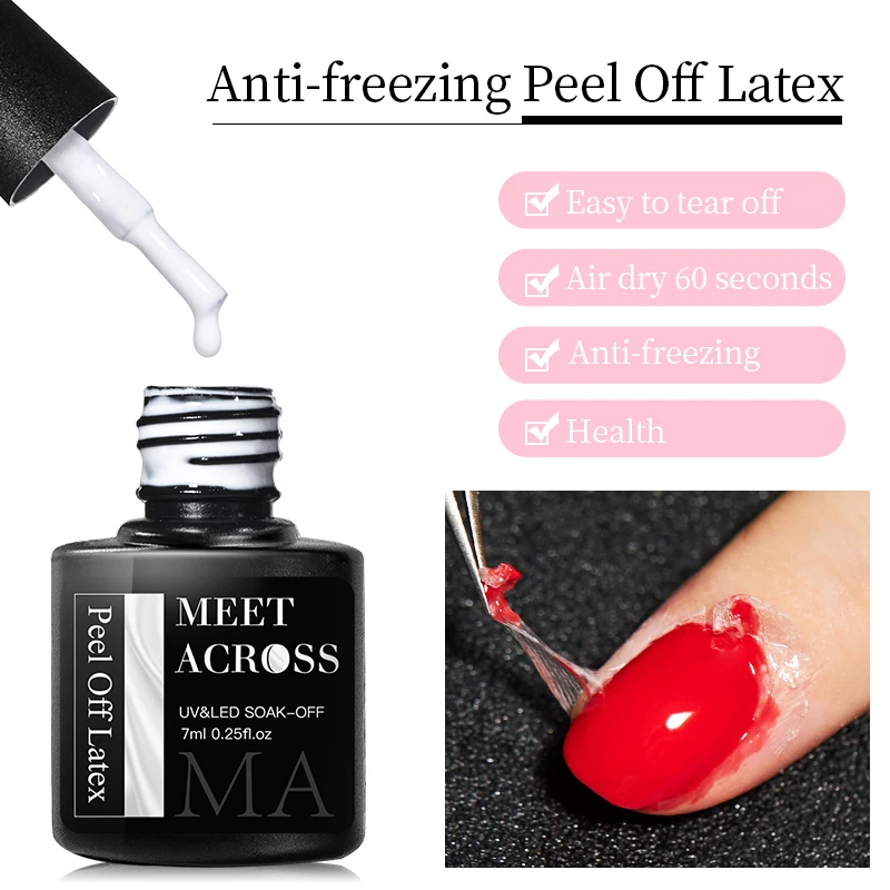 

Жидкая Латексная лента MEET ACROSS 5 мл/7 мл для защиты лака от протекания, латексный Быстросохнущий инструмент для ухода за кожей с пинцетом