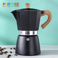 espresso moka pot wood handle 150300ml coffee maker mokapot aluminum stovetop mochapot latte cappuccino red black silver