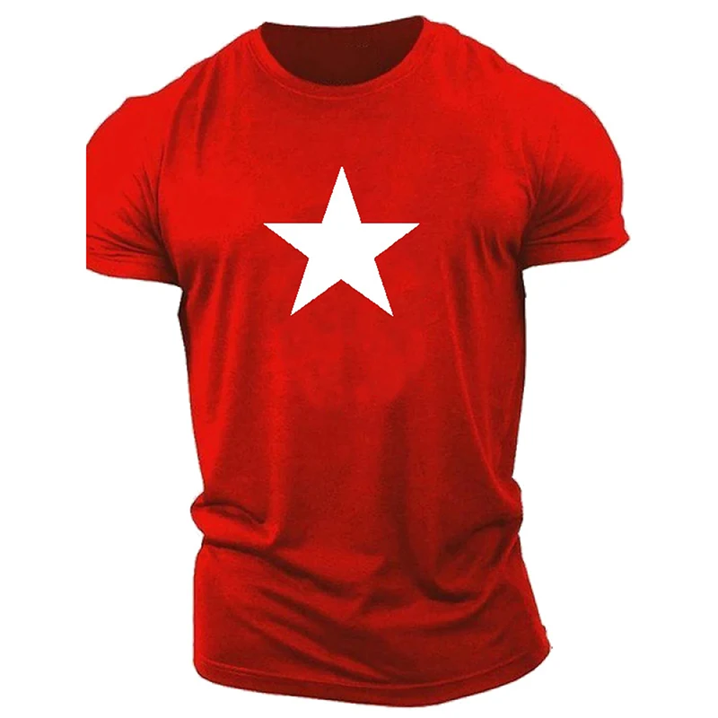 

Summer Men's T-shirt Fashion Creative Pentagram Pattern 3D Print Handsome Short-sleeved Fitness Sports Oversized Tees Clothes