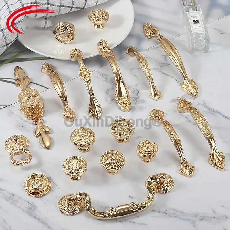 

1PCS American Copper Furniture Handle Cabinet K Gold Drawer Knobs Brass European Retro Shoe Cabinet Wardrobe Cabinet Pulls ZO70