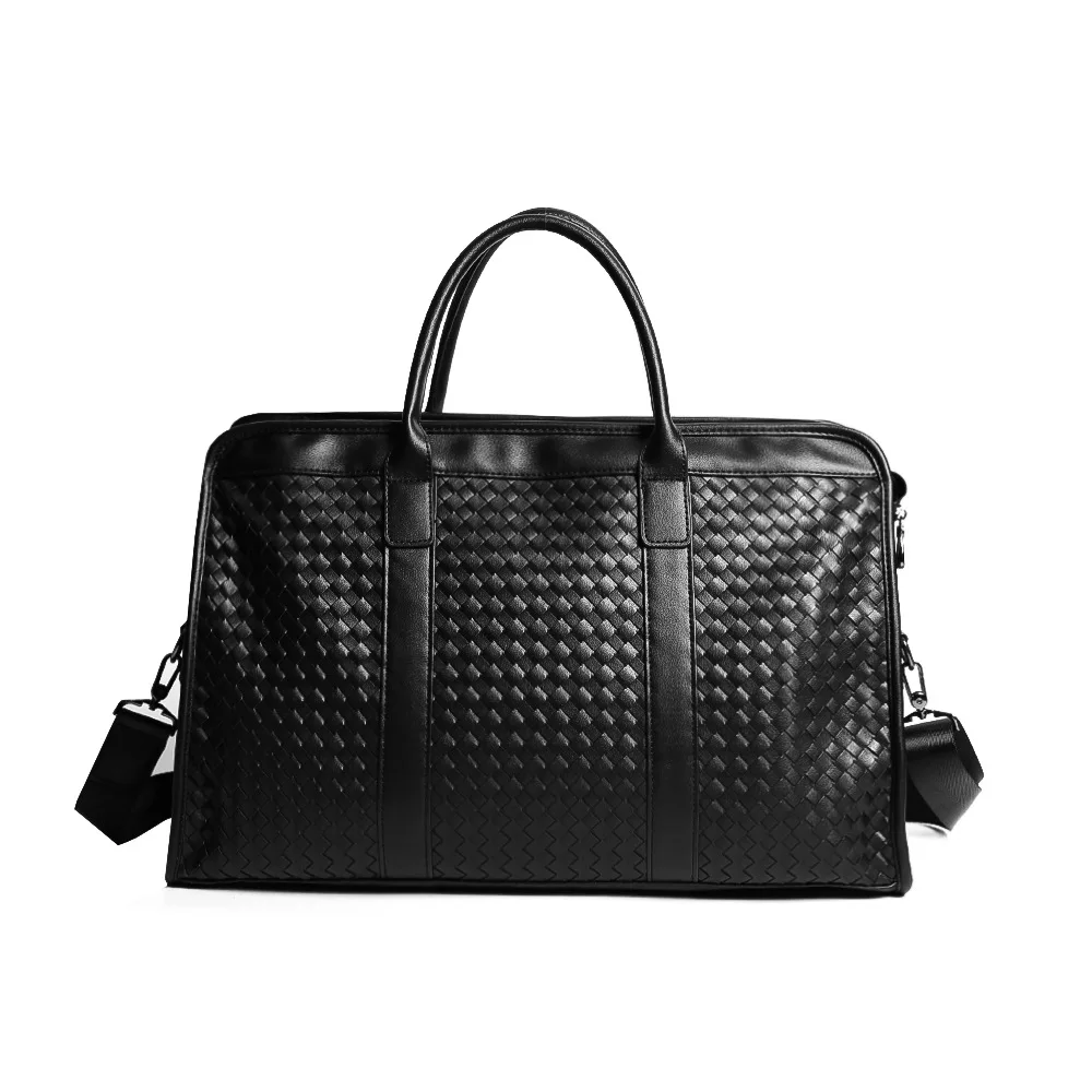 

2023 New Fashion Woven Leather Travel Bags Handbags Men Shoulder Bag Men's Weave Messenger Large Luggage Laptop Bags