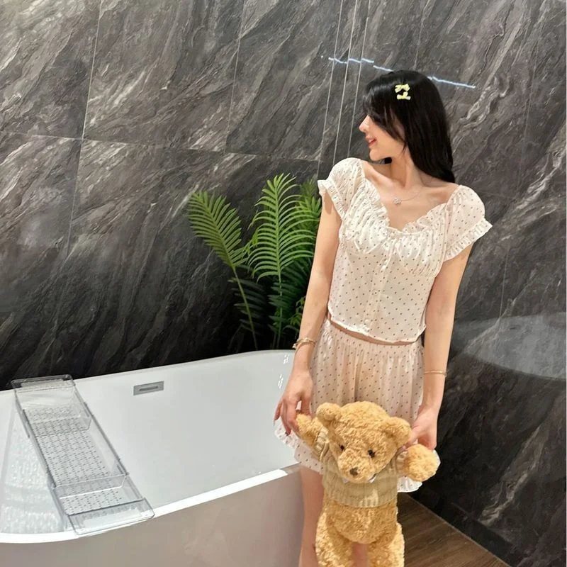 Flower Grain Yase [Milk Desire] Пижамный комплект из ледяного шелка женский летний пижамный с