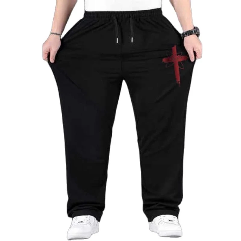 

autumn summer men sweatpants sports pants print plus size 8XL 9XL 10XL 150kg simple pants elasticity oversize thin pants loose