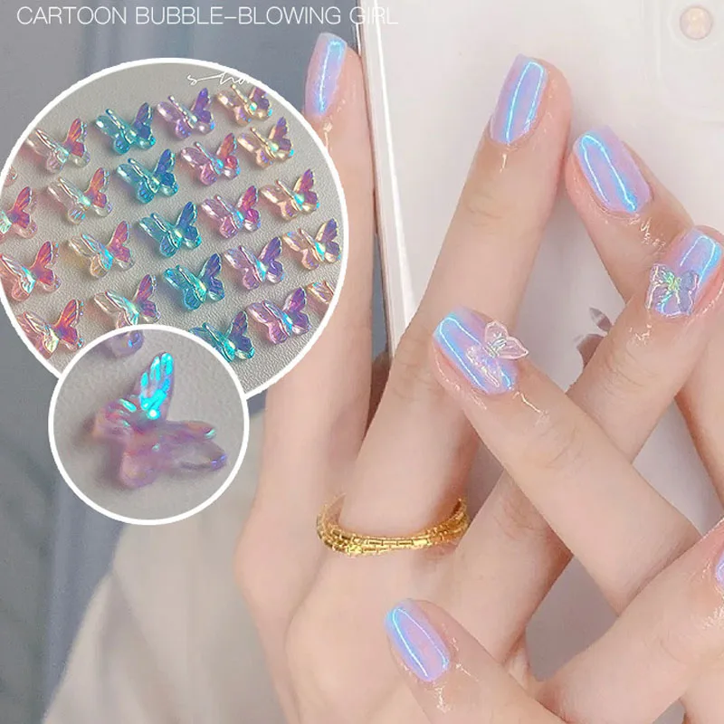 

100PCS/WRAP Aurora Rhinestone 3D Nail Charms Butterfly Strass Professional Manicure Gems Nail Art Decoration Nail Art Jewelry#J9