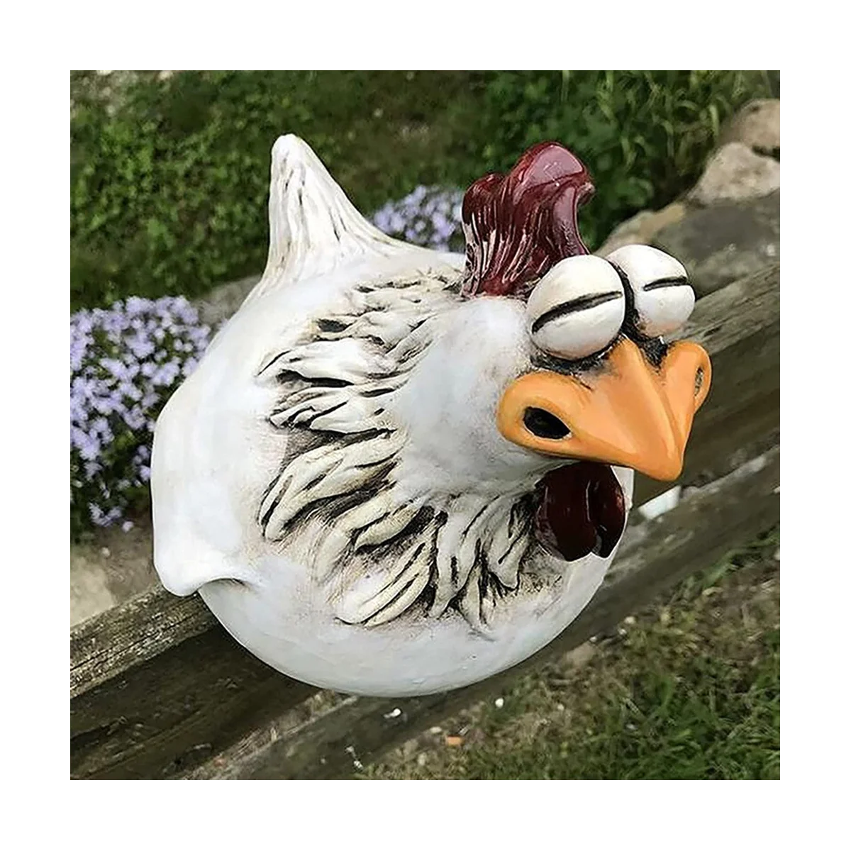 

Chicken Sitting on Fence Decor Garden Statues for Fences Rooster Statues Wall Art Yard Art Sculptures Farm Patio