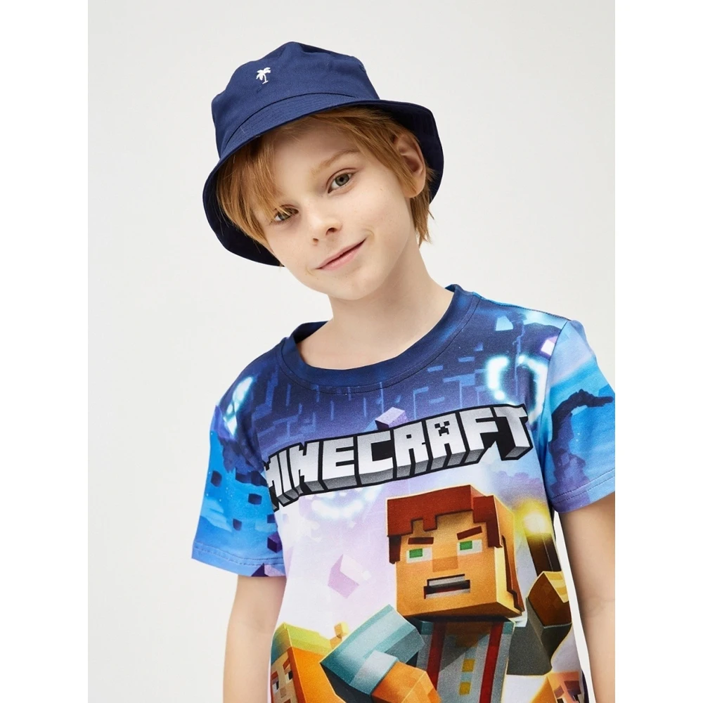 Футболка для мальчика Minecraft KT026c синий хлопок 100% | Футболки
