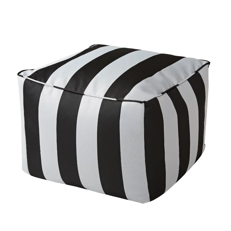 

Dream Bean Patio Bean Bag Ottoman, Black and White Cabana Stripes