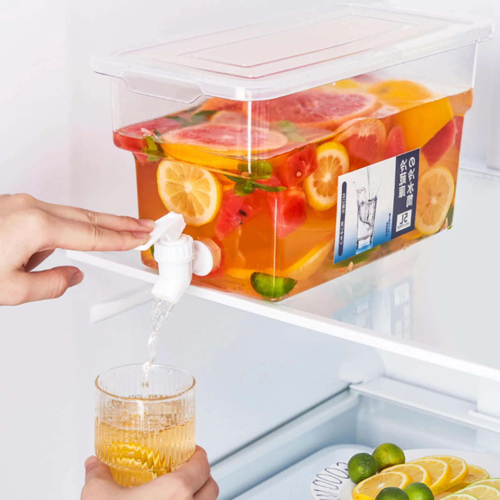 

5L Cold Kettle With Tap Refrigerator Water Dispenser Cold Water Kettle With Faucet Tea Fruit Juice Lemonade Pitcher Beverage Jug