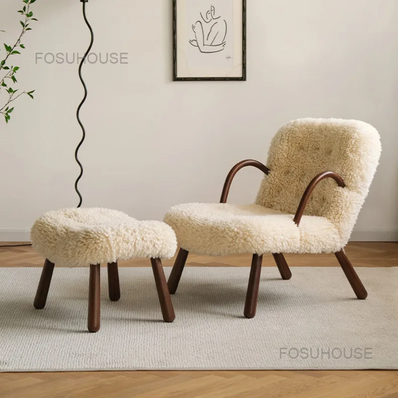 

Итальянские одноместные диваны для гостиной, дизайнерский диван из цельного дерева для отдыха, кресло, кресло, светильник, роскошный шерстяной диван, кресло, мебель для дома