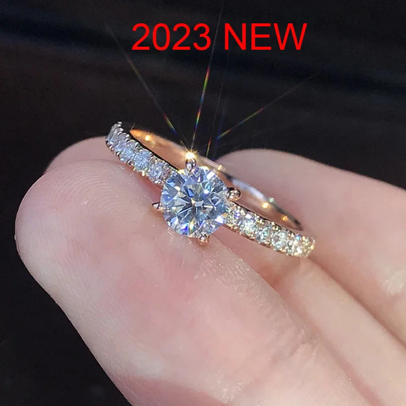 

2023 Hot selling fashion design Crystal Zircon engagement ring suitable for female girl wedding jewelry gift trend ring ornament