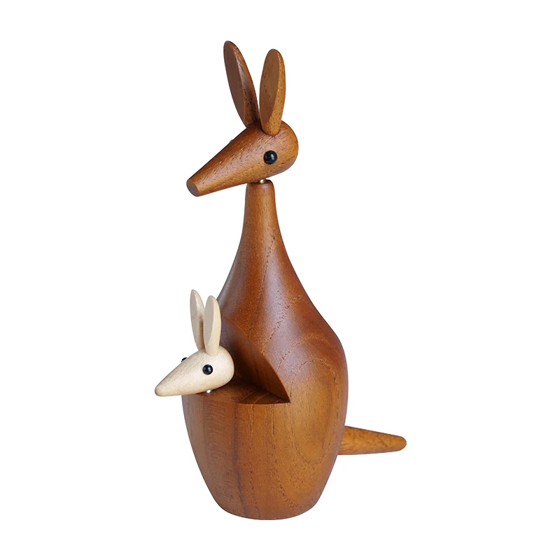 Kangaroo Teak Decoration Creative and Cozy Gift Cute Parent-Child Home Decoration Wooden