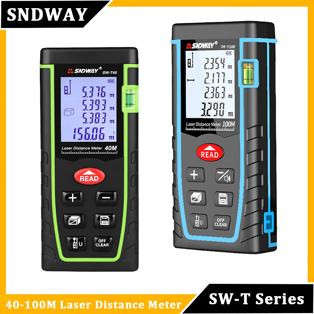 

SNDWAY SW T40 T60 T80 T100 Laser Distance Meter Mini Digital Range Finder Professional Laser Trena Tape Rangefinder