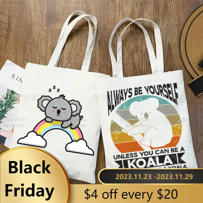 

Koala Be My Eucalyptus Tree Canvas Simple Cartoon Print Cute Animal Shopping Bags Girls Fashion Life Casual Pacakge Hand Bag