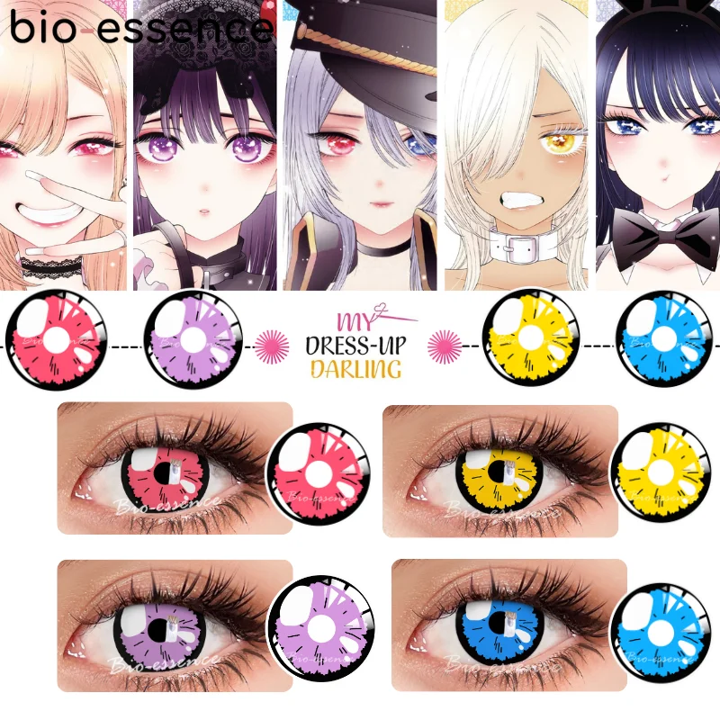 

Bio-essence 1 Pair Cosplay Color Contact Lenses Purple Lenses Anime Lense My Dress Up Darling Marin Kitagawa Cosplay Pink Lense