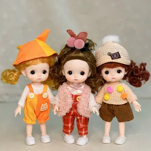Mini 16cm BJd Doll 13 Movable Joints 3D Big Eyes 1/12 Girl Baby Fashion Doll Beautiful DIY Toy Doll  in India