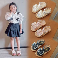 baby girls sandals 2022 summer new children kid beach sandals sweet princess bow knot with pearls cute soft classic simple 21 30