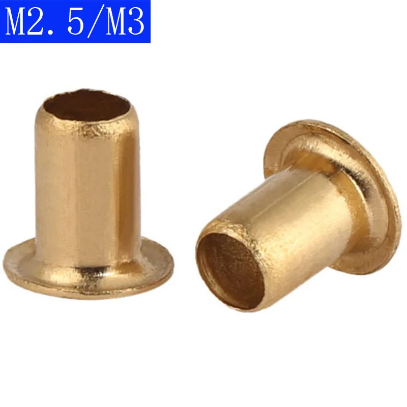 

M2.5 M3 Copper Brass Vias Rivet Nuts Through Hole Rivets Hollow Grommets