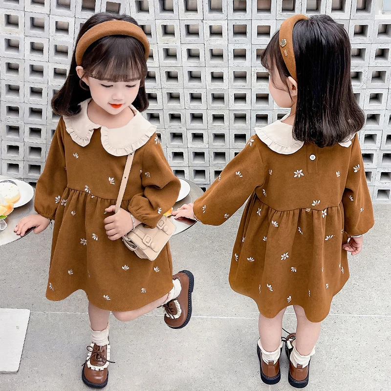 Платье для девочек на весну и осень платье с длинным рукавом кукольным