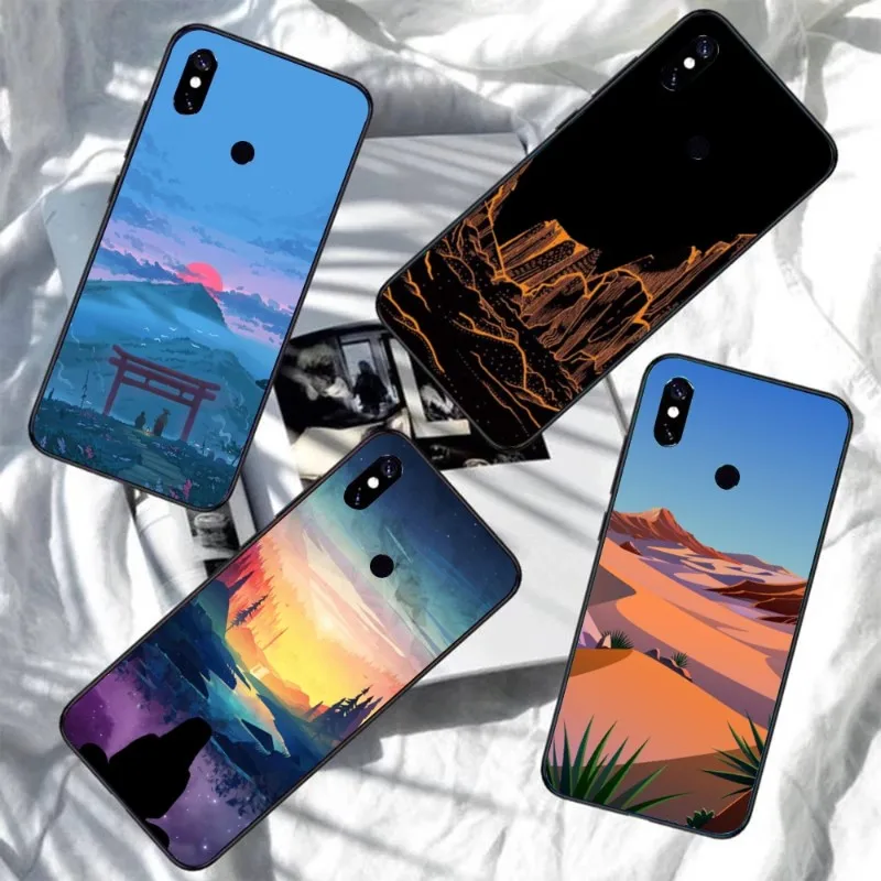 Дорожный Чехол для телефона с изображением гор для Xiaomi Redmi Note 11 10 9T 8 7 Pro Redmi 10 9 9A 9C 8 7 6, мягкий черный чехол для телефона