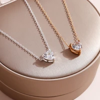 fashion korean clear crystal hearts necklace elegant big zircon pendant necklaces concise ol necklaces wedding jewelry gifts
