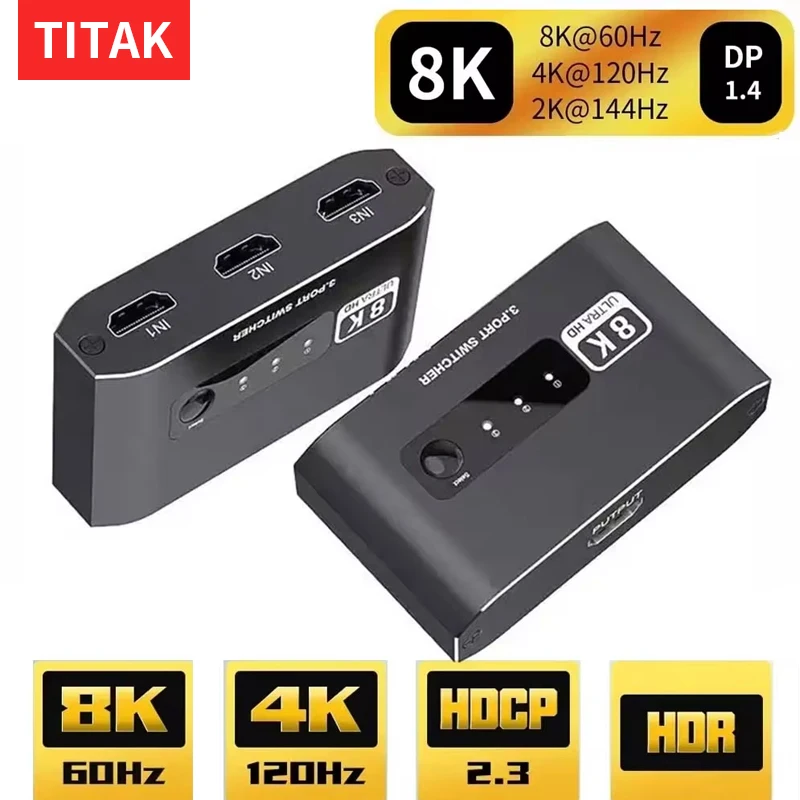 Переключатель HDMI 8. 0 3x1 сплиттер 8k @ 60 Гц 4K 2 1 совместим с 3 в