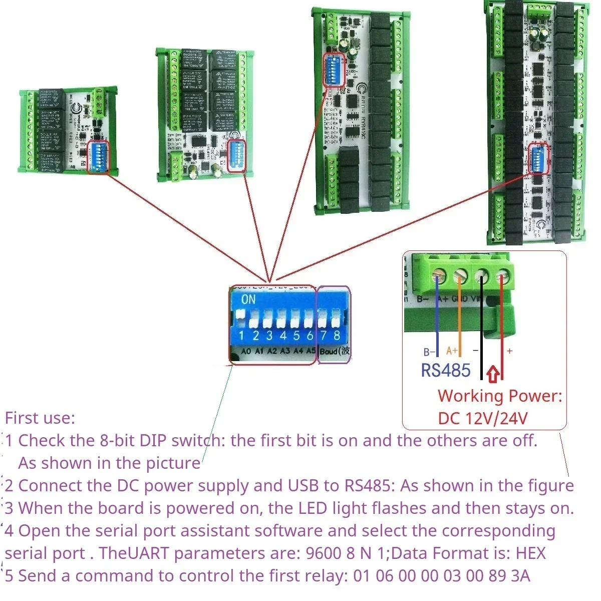 Простая настройка 4-32 каналов релейная плата Modbus IOT RS485 сетевой ПК UART модуль