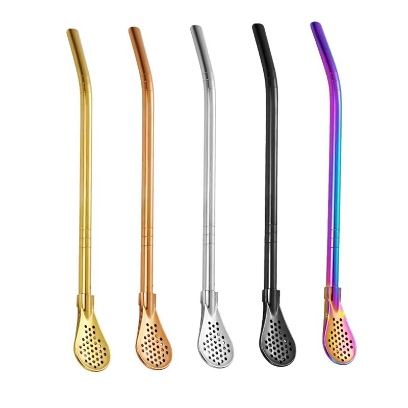 Красочные Соломинки Для Питья Из Нержавеющей Стали 304 С Ложкой Фильтр Чая Yerba Mate