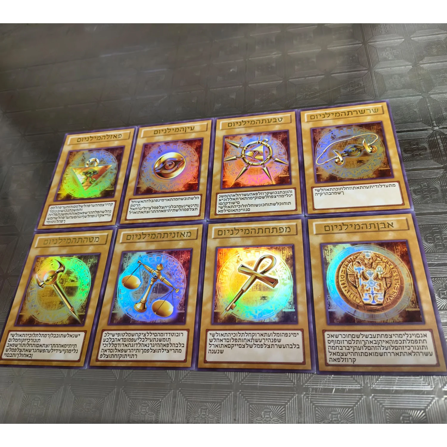 Фото 8 шт./компл. самодельные Yu-Gi-Oh! Millennium Item Hebrew Collection Card Color Flash Ygo Sennen Item аниме карты подарочные игрушки №2