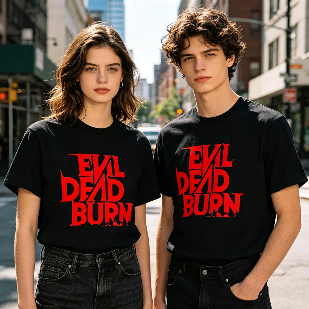 Фото Футболка Evil Dead Burn для мужчин и женщин, хлопковая футболка с круглым вырезом и короткими рукавами, унисекс, с графическим принтом, повседневная мягкая мужская одежда №1