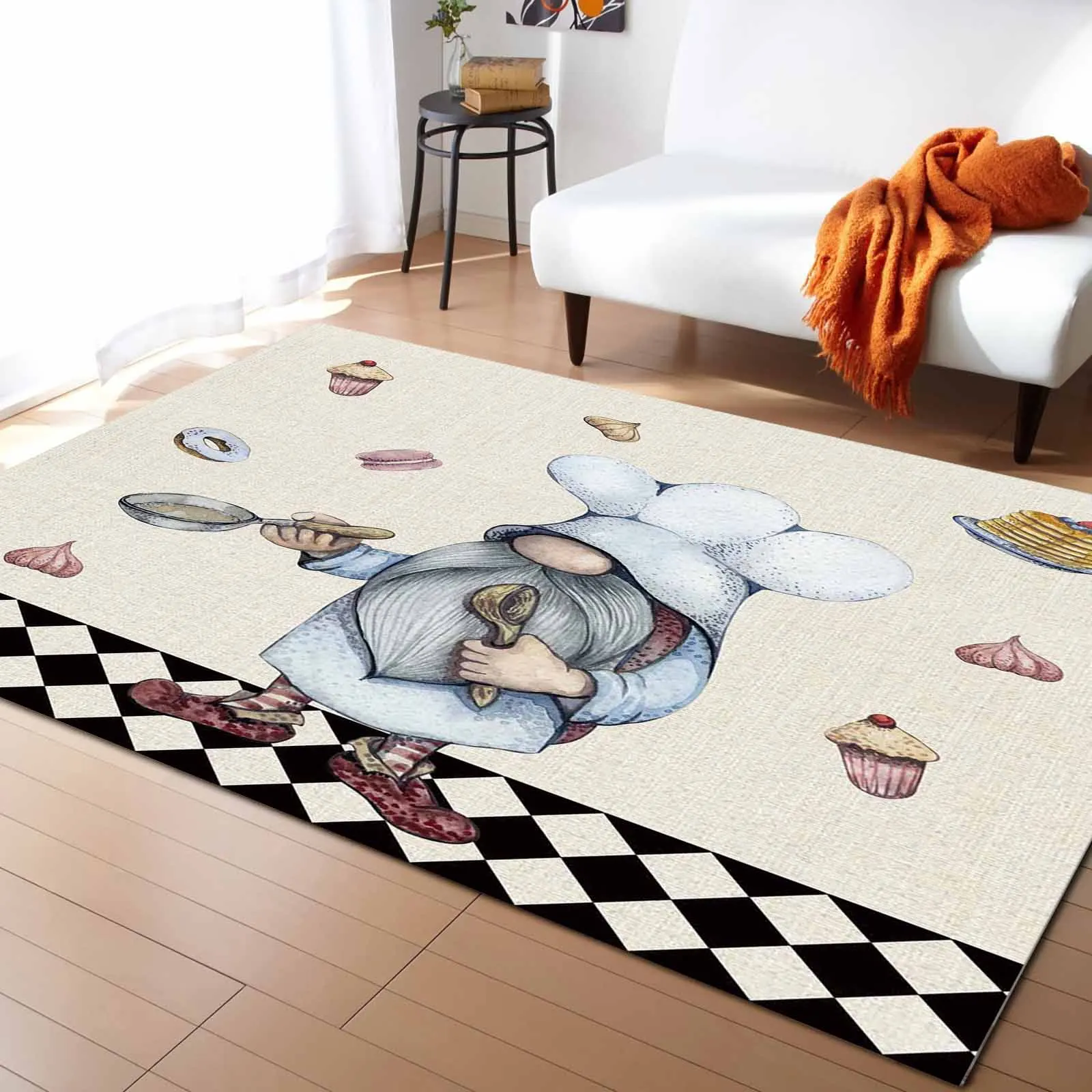 

Chef Midget Dessert Kitchen Carpets for Bedroom Modern Area Rugs for Living Room Home Hotel Decor Printed Large Mats