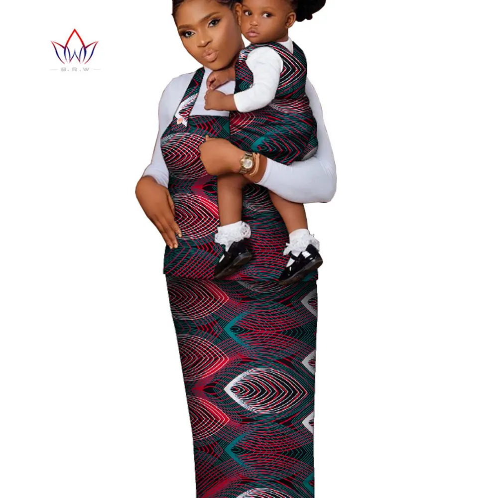 

Африканская традиционная одежда для женщин и девочек, комплекты семейной одежды с длинным рукавом, модная одежда в африканском стиле WYQ785