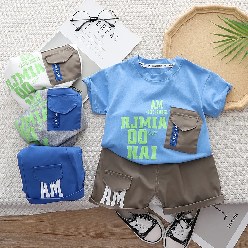 

2023 Summer Children's Clothing Suit For Boy Fashion Baby Boys Clothes Cartoon Kids Costumes Top+Shorts 2pcs Sets 1-4 Years Old