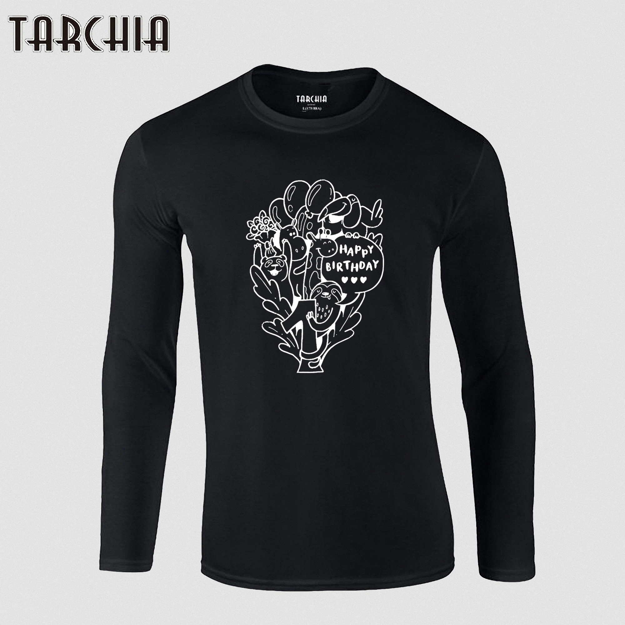 

TARCHIA Fashion Men Long Sleeve Homme Graphic t shirts Comfort T-Shirt Cotton Tee Plus Size Happy Birthday Camisetas Sale Limit