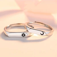 in spot2 pcs sun moon matching couple rings set for women simple romantic open adjustable ring friendship lover jewelry gift