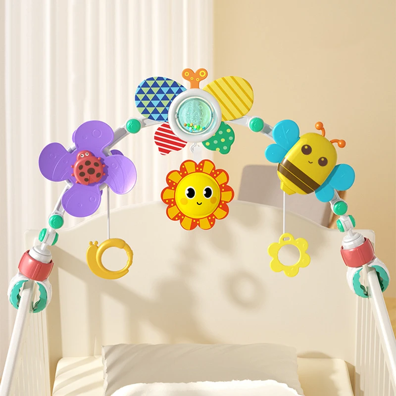 

Baby Activity Stroller Hanging Crib Mobile Rattles Toy Newborn Bed Bell Pull String Sensory Teethers for Toddlers 0-12 Months