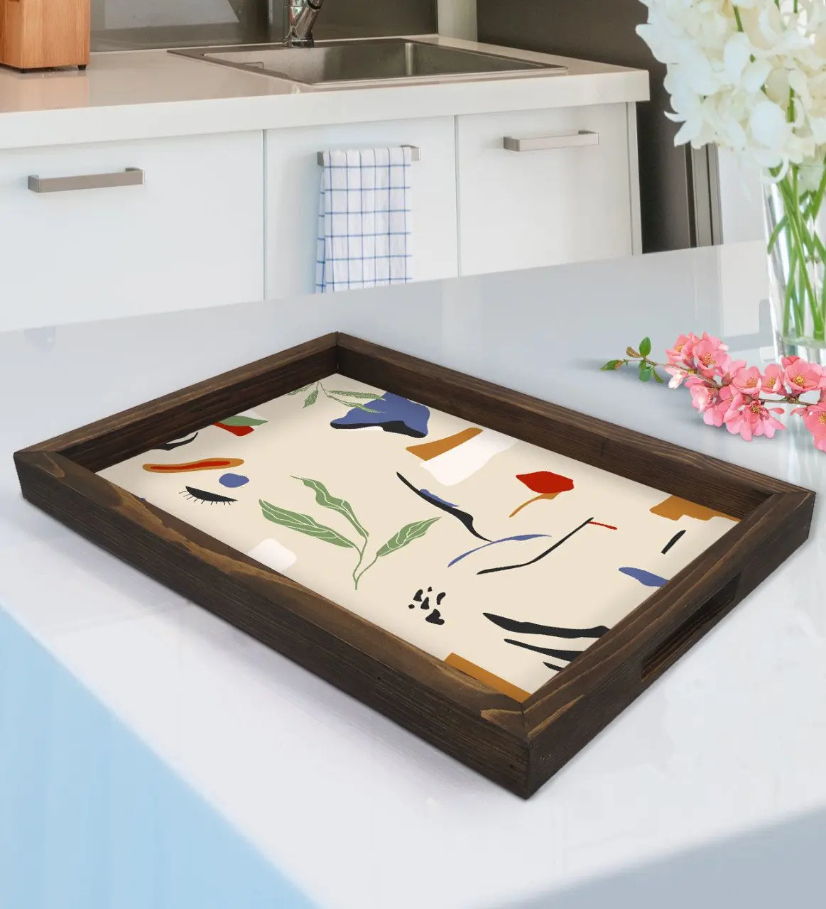 

BK Gift Modern Art Design Natural Wood Tepsi-20