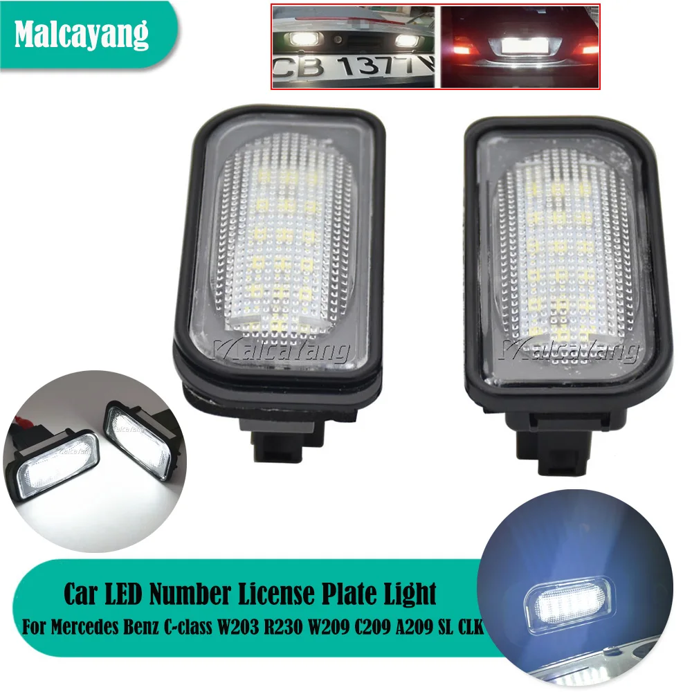 

2x Error Free Led Number Plate Light Bulb License Plate Lamp For Mercedes Benz C-class W203 R230 W209 C209 A209 SL CLK Class